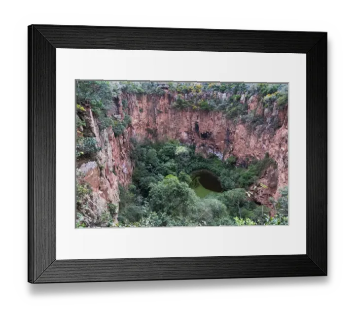Framed Print : South America, Brazil, Mato Grosso do Sul, Jardim, Sinkhole of the Macaws, red-and-green macaw