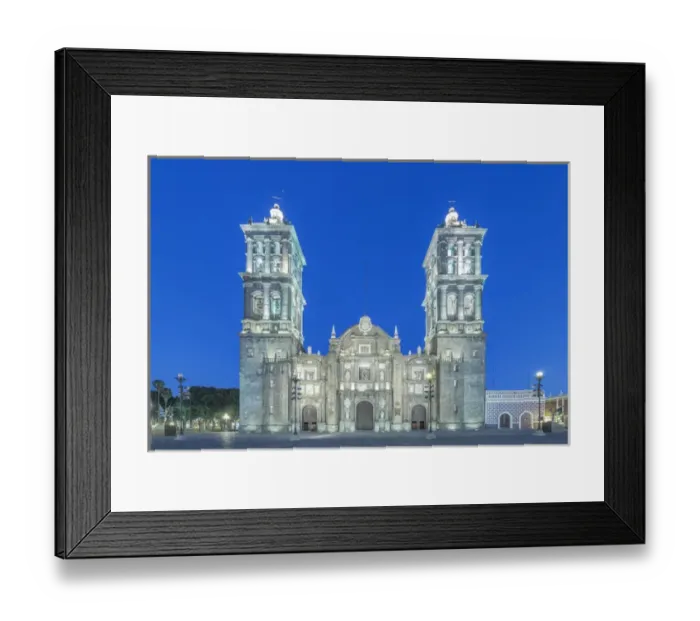 Framed Print : Mexico, Puebla, Puebla Cathedral completed in the 17th century at twilight Framed Print : Mexico, Puebla, Puebla Cathedral completed in the 17th century at twilight
