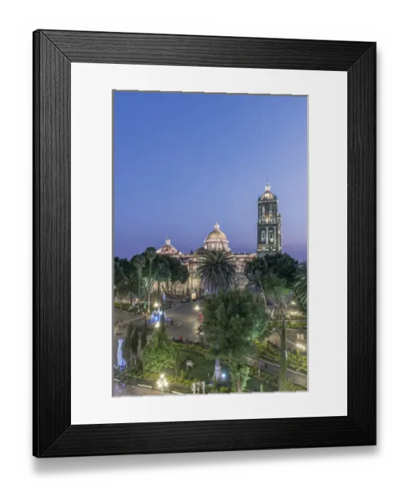 Framed Print : Mexico, Puebla, Zocolo and Puebla Cathedral at Twilight Framed Print : Mexico, Puebla, Zocolo and Puebla Cathedral at Twilight