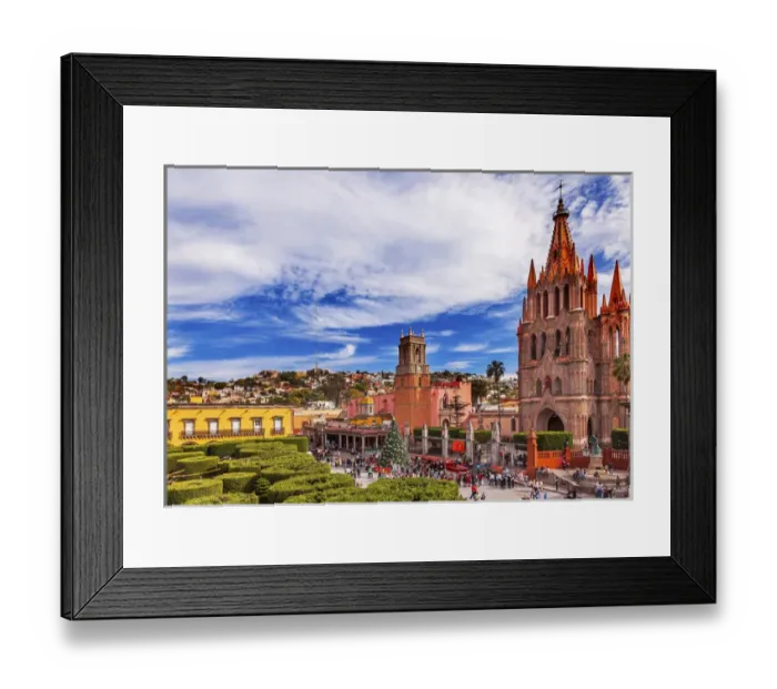 Framed Print : Parroquia Archangel church Jardin Town Square San Miguel de Allende, Mexico