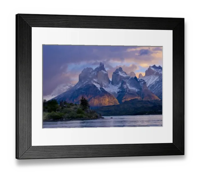 Framed Print : Torres Del Paine National Park, Cuernos at sunrise with reflection, Region 12, Chile Framed Print : Torres Del Paine National Park, Cuernos at sunrise with reflection, Region 12, Chile