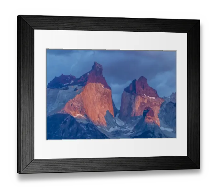 Framed Print : South America, Chile, Patagonia, Torres del Paine National Park. The Horns mountains at sunrise Framed Print : South America, Chile, Patagonia, Torres del Paine National Park. The Horns mountains at sunrise
