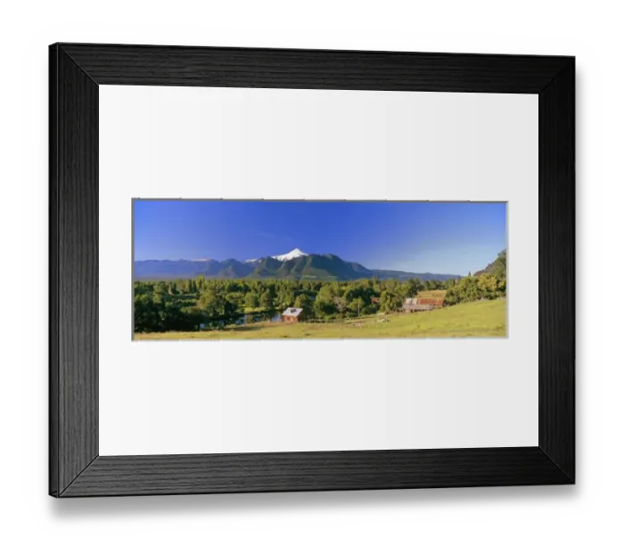 Framed Print : Volcan Villarrica (2814m) with farm Villarica National Park, Region Araucania, Chile Framed Print : Volcan Villarrica (2814m) with farm Villarica National Park, Region Araucania, Chile