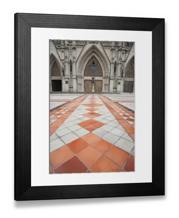 Framed Print : Front entrance patio detail at the National Basilica, Quito, Ecuador Framed Print : Front entrance patio detail at the National Basilica, Quito, Ecuador