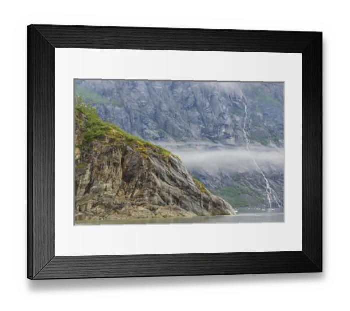 Framed Print : USA, Alaska, Glacier Bay National Park. Waterfall on mountain slope