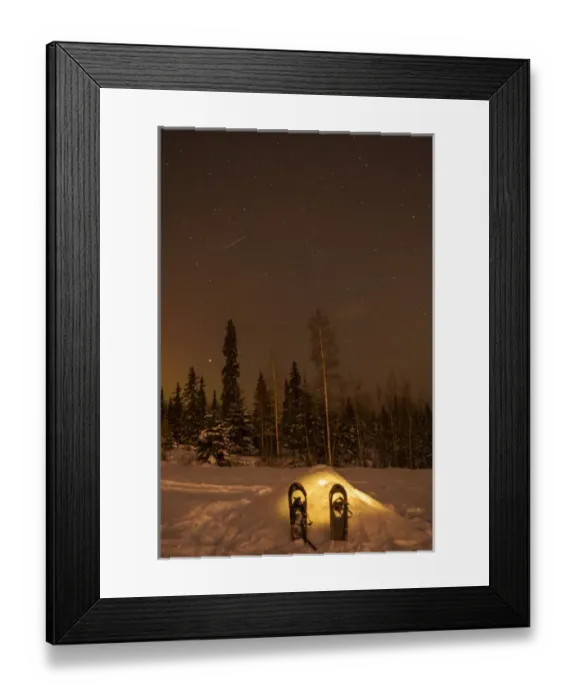 Framed Print : USA, Alaska, Fairbanks. A quinzee snow shelter under the night sky Framed Print : USA, Alaska, Fairbanks. A quinzee snow shelter under the night sky