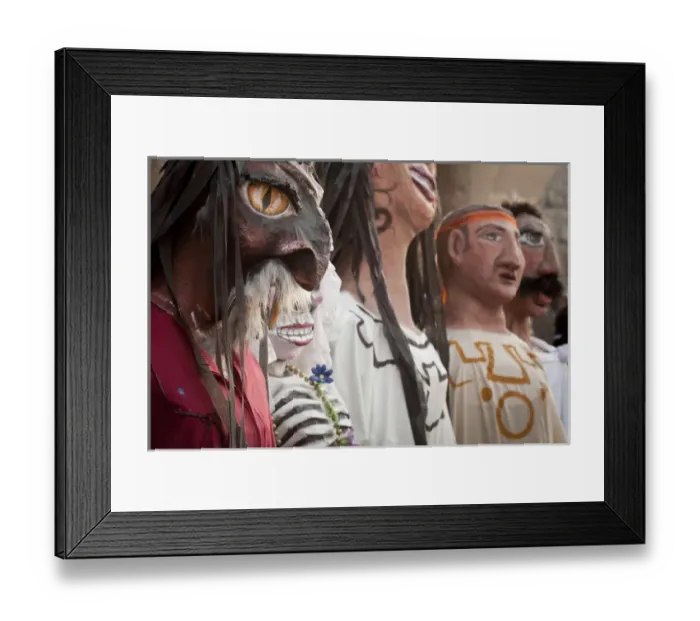 Framed Print : South America, Mexico, San Miguel de Allende. Close-up of parade costumes. Credit as