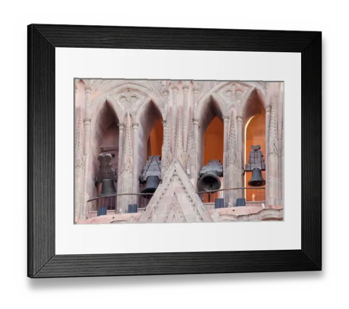 Framed Print : South America, Mexico, San Miguel de Allende. Close-up of church belfry. Credit as