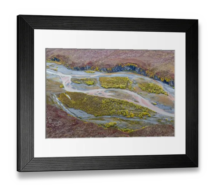 Framed Print : USA, Alaska, Brooks Range, Arctic National Wildlife Refuge. Aerial of Ivishak River
