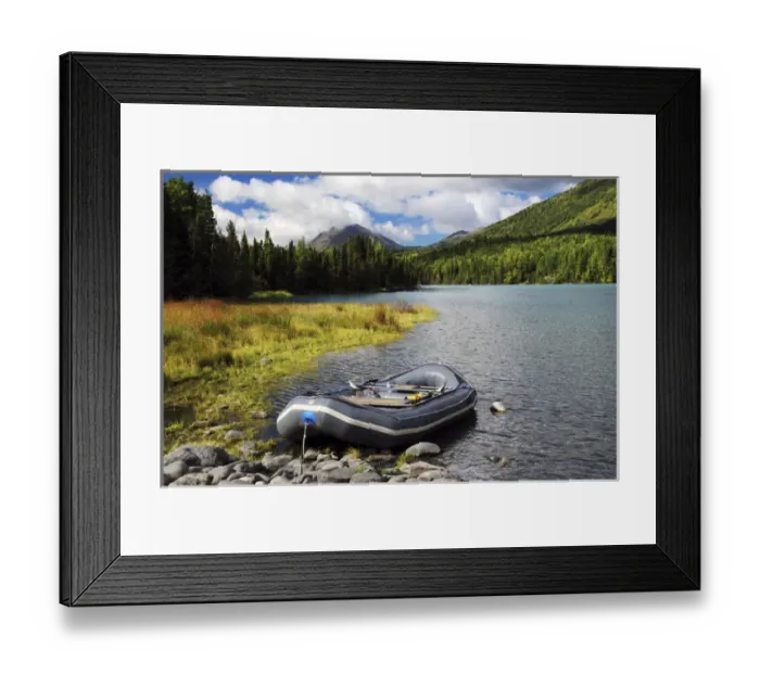 Framed Print : Moored Dingy on Kenai Lake; Kenai Peninsula; Alaska; USA