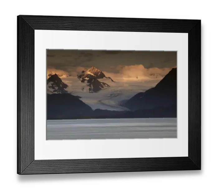 Framed Print : Kenai Mountains and Kachemak Bay; Homer; Alaska; USA; at Sunset