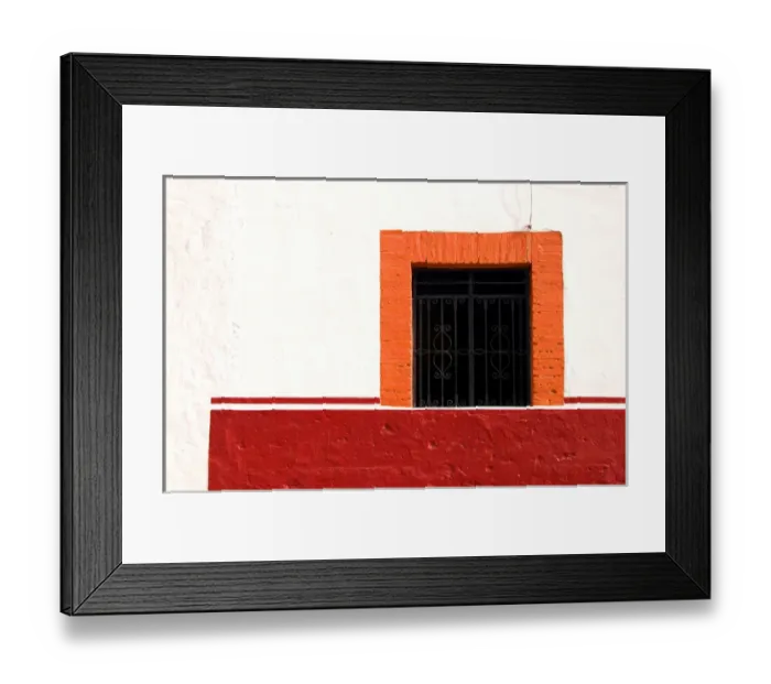Framed Print : Mexico, Cabo San Lucas. Detail of colorful window with decorative wrought iron bars