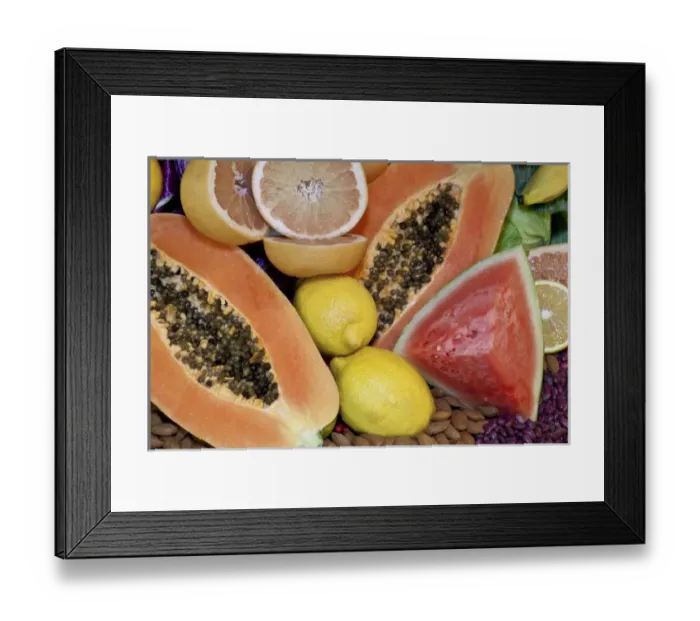 Framed Print : South America, Mexico, Tecate. Display of fruit and grains at Rancho La Puerta. Credit as Framed Print : South America, Mexico, Tecate. Display of fruit and grains at Rancho La Puerta. Credit as
