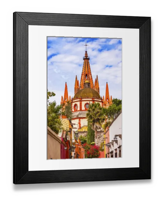 Framed Print : Aldama Street Parroquia Archangel church Dome Steeple San Miguel de Allende, Mexico Framed Print : Aldama Street Parroquia Archangel church Dome Steeple San Miguel de Allende, Mexico