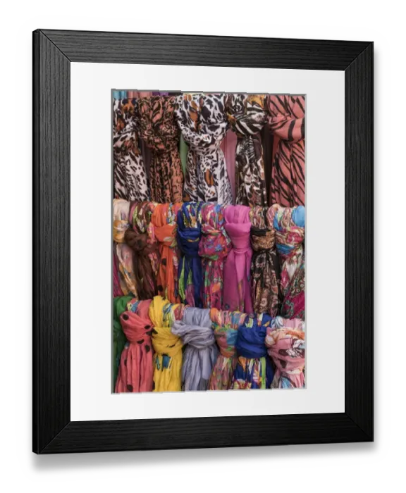 Framed Print : Mexico, San Miguel de Allende. Retail display of scarfs Framed Print : Mexico, San Miguel de Allende. Retail display of scarfs