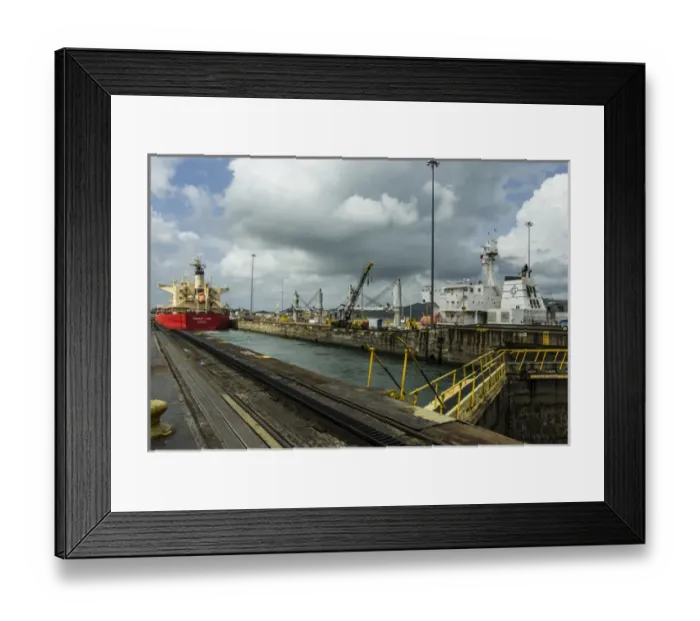 Framed Print : Central America, Panama, Panama Canal creates the shortest possible between the Atlantic