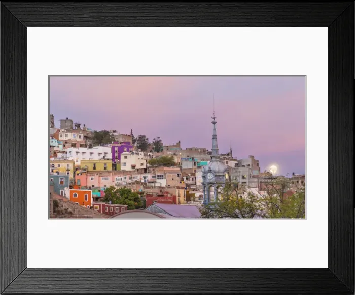 Framed Print : Mexico, Guanajuato. Moonset over the city. Credit as: Don Paulson  /  Jaynes Gallery  /  DanitaDelimont