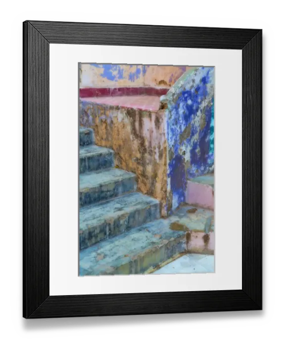 Framed Print : Mexico, Guanajuato. Colorful stairs and wall Framed Print : Mexico, Guanajuato. Colorful stairs and wall