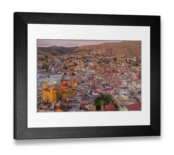 Framed Print : Mexico, Guanajuato. Panoramic overview of city