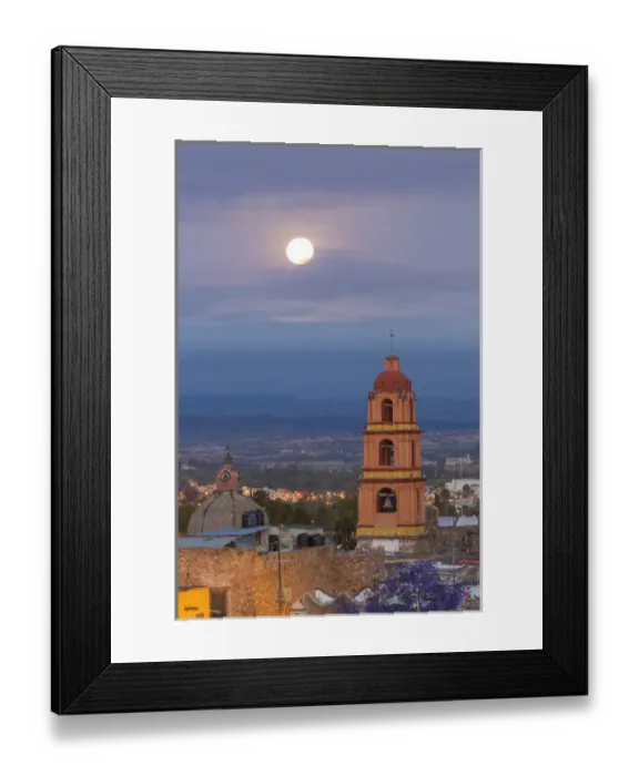 Framed Print : Mexico, San Miguel de Allende. Full moon over city