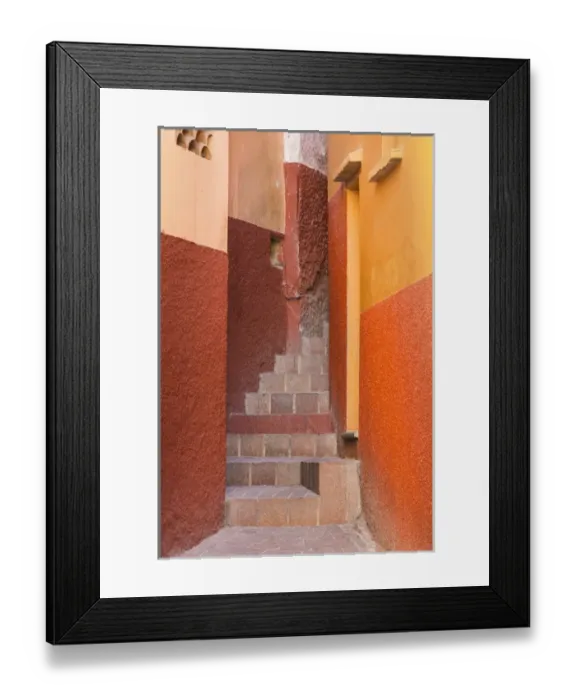 Framed Print : Mexico, Guanajuato. Close-up of colorful stairway