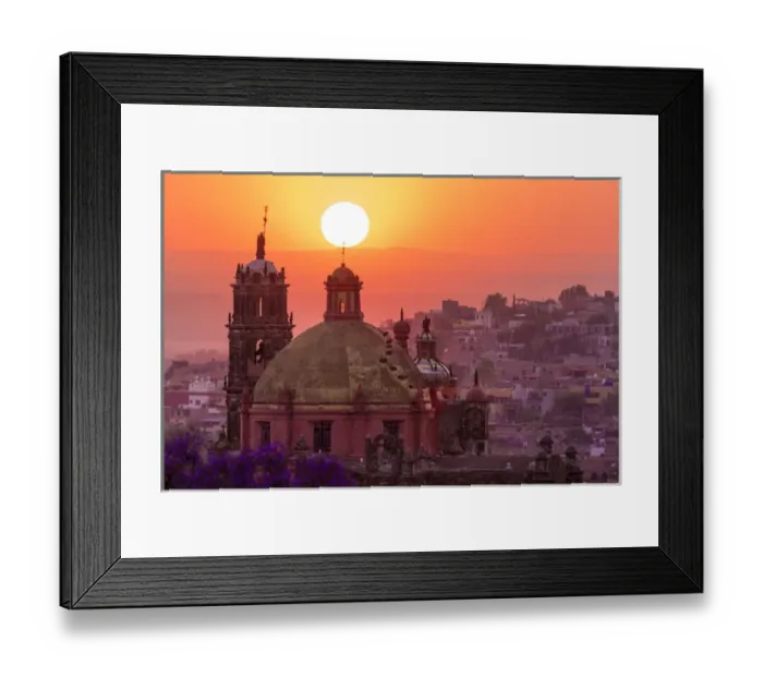Framed Print : Mexico, San Miguel de Allende. City overview at sunset