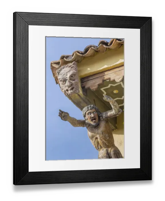 Framed Print : Mexico, San Miguel de Allende. Gargoyle on building eave Framed Print : Mexico, San Miguel de Allende. Gargoyle on building eave