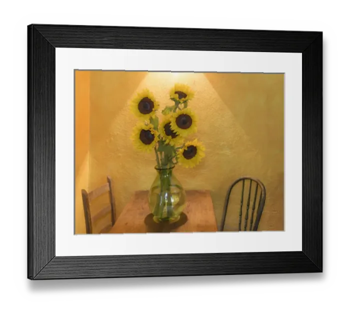 Framed Print : Mexico, San Miguel de Allende. Sunflowers in vase on table Framed Print : Mexico, San Miguel de Allende. Sunflowers in vase on table