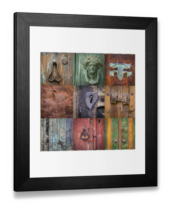 Framed Print : Mexico, San Miguel de Allende. Collage of door details in city Framed Print : Mexico, San Miguel de Allende. Collage of door details in city