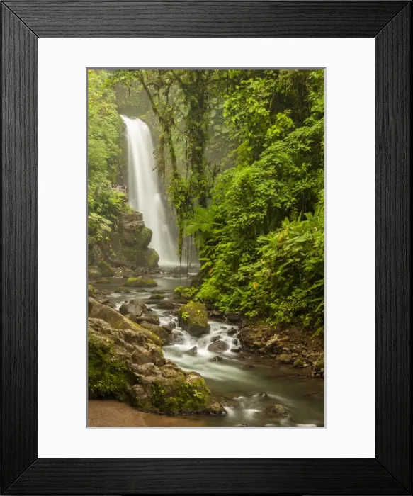 Framed Print : Central America, Costa Rica. Templo waterfall in rain forest
