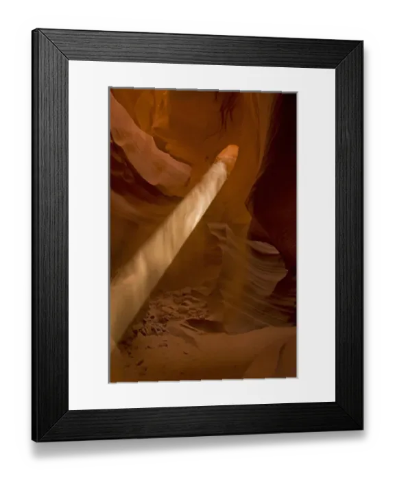 Framed Print : USA, Arizona, Lower Antelope Canyon. Sunbeam penetrates dusty air of canyon. Credit as Framed Print : USA, Arizona, Lower Antelope Canyon. Sunbeam penetrates dusty air of canyon. Credit as