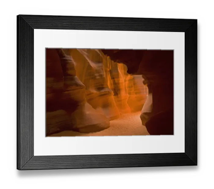 Framed Print : USA, Arizona, Upper Antelope Canyon. Slot canyons glowing wall and sandy floor Framed Print : USA, Arizona, Upper Antelope Canyon. Slot canyons glowing wall and sandy floor