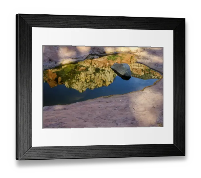 Framed Print : USA, Arizona, Sedona. Autumn reflection on pool of water