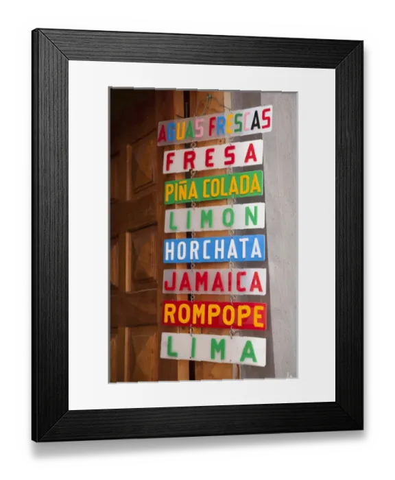 Framed Print : North America, Mexico, Guanajuato State, San Miguel de Allende, sign with flavors of ice cream Framed Print : North America, Mexico, Guanajuato State, San Miguel de Allende, sign with flavors of ice cream