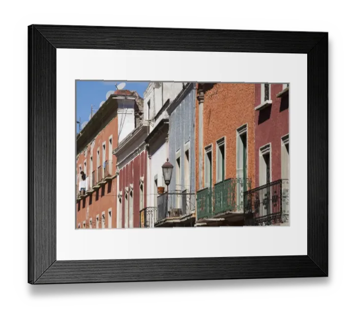 Framed Print : North America, Mexico, Guanajuato State, Guanajuato, colorful building facade with Framed Print : North America, Mexico, Guanajuato State, Guanajuato, colorful building facade with