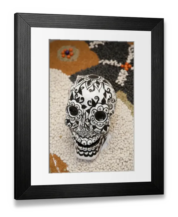Framed Print : North America, Mexico, Guanajuato State, Guanajuato, painted skull and design made