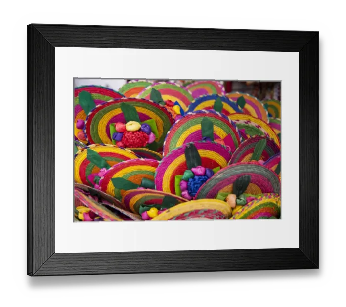 Framed Print : Mexico, Cozumel, colrful woven fans, Mexican souvenir