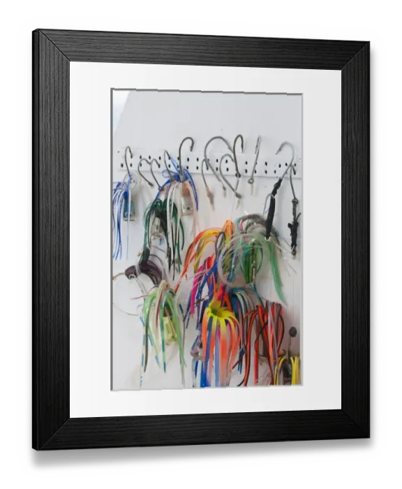 Framed Print : Mexico, Puerto Vallarta. Lures for deepsea sportsfishing Puerto Vallarta, Mexico