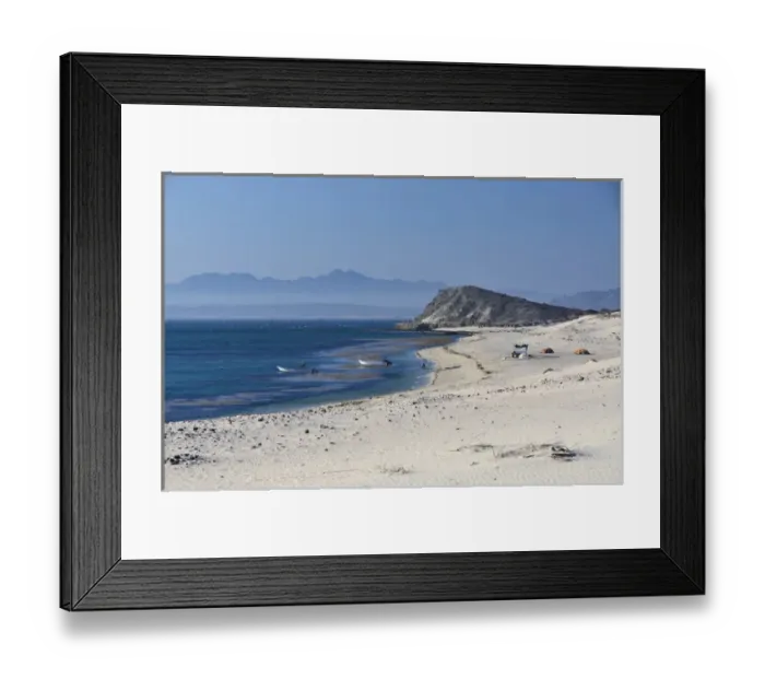 Framed Print : Isla de Espiritu Santo, Baja, Mexico, Punta Lobos and Kayaking Base Camp in morning light