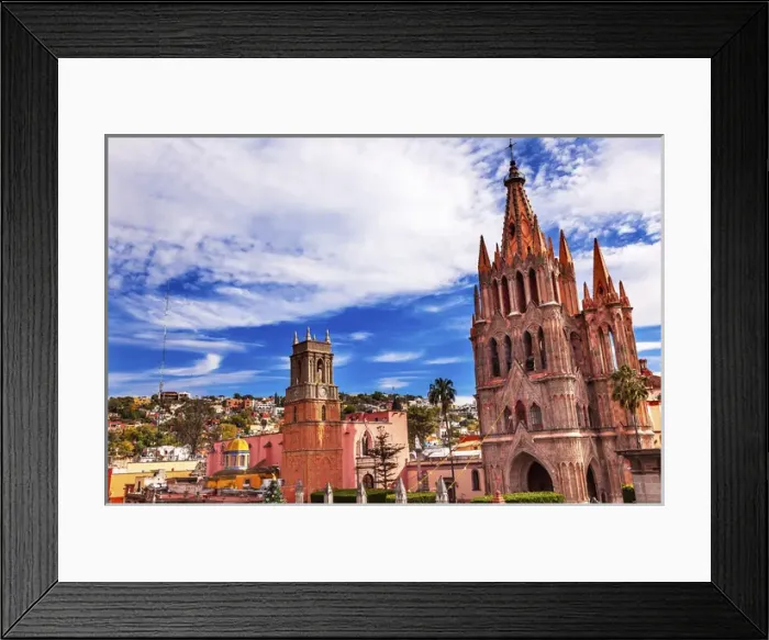 Framed Print : Parroquia Archangel church Town Square Rafael Church San Miguel de Allende, Mexico