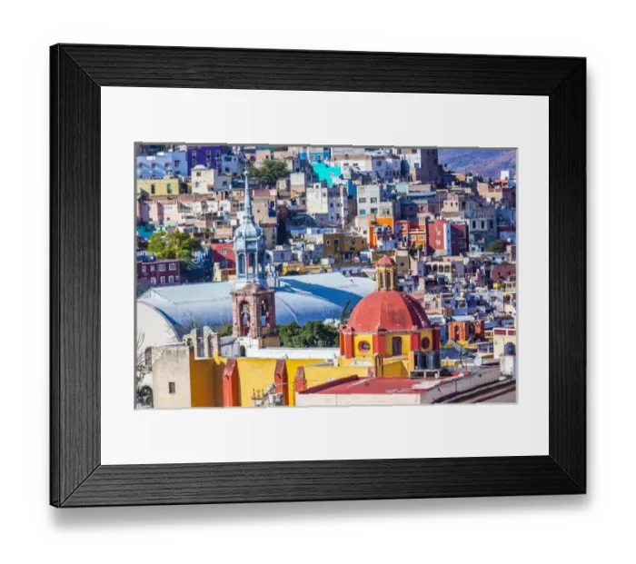 Framed Print : Colored Houses Iglesia de San Roque Market Mercado Hidalgo Guanajuato, Mexico Framed Print : Colored Houses Iglesia de San Roque Market Mercado Hidalgo Guanajuato, Mexico