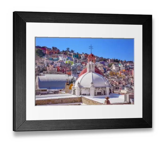 Framed Print : Colored Houses Iglesia de San Roque San Rouqe ChurchMarket Mercado Hidalgo Guanajuato