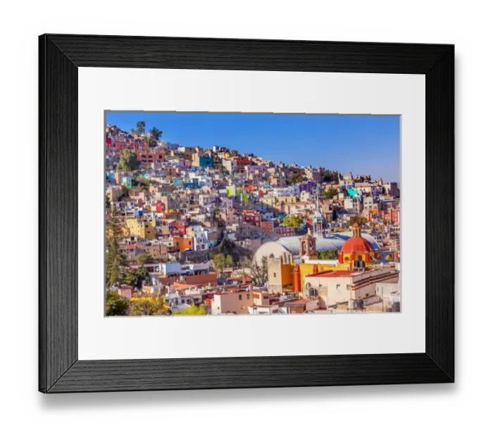 Framed Print : Colored Houses Iglesia de San Roque Market Mercado Hidalgo Guanajuato, Mexico Framed Print : Colored Houses Iglesia de San Roque Market Mercado Hidalgo Guanajuato, Mexico