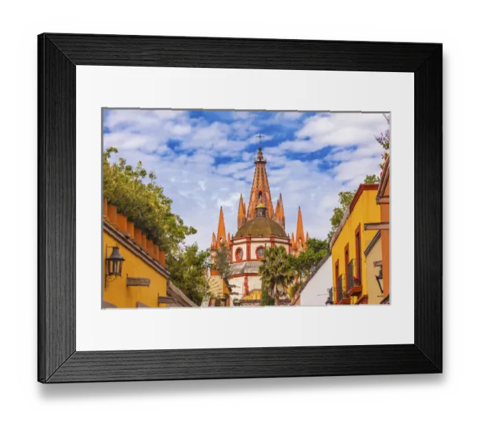 Framed Print : Aldama Street Parroquia Archangel church Dome Steeple San Miguel de Allende, Mexico Framed Print : Aldama Street Parroquia Archangel church Dome Steeple San Miguel de Allende, Mexico