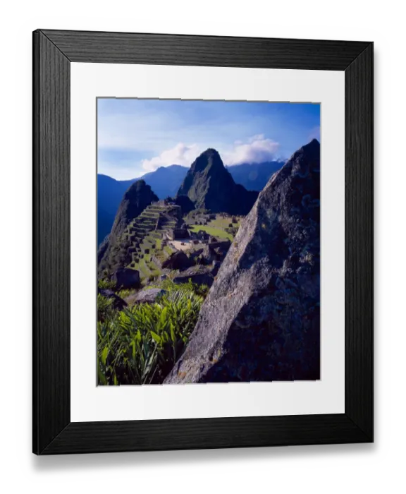 Framed Print : South America, Peru. A scenic view of the ruins of Machu Picchu in the Andes Mountains