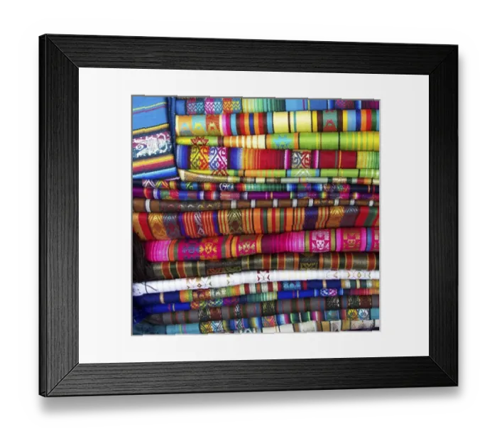 Framed Print : Colorful blankets at indigenous market in Pisac, Peru in the Sacred Valley Framed Print : Colorful blankets at indigenous market in Pisac, Peru in the Sacred Valley