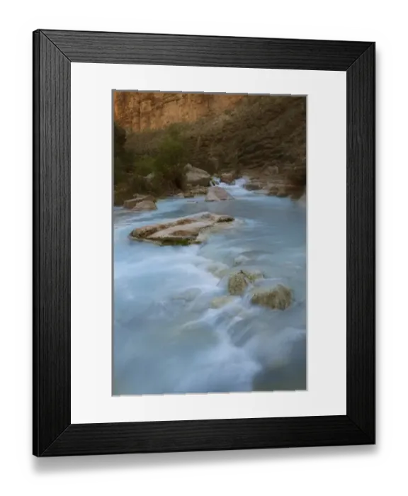 Framed Print : USA, Arizona, Grand Canyon National Park. Havasu Creeks blue water flows through canyon Framed Print : USA, Arizona, Grand Canyon National Park. Havasu Creeks blue water flows through canyon