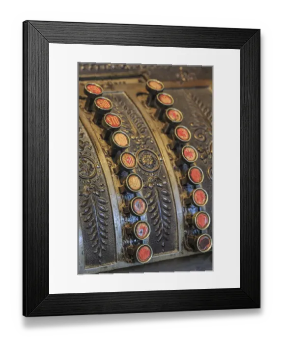 Framed Print : Antique keys on cash register, Harrison Brothers Hardware Store Museum, the oldest