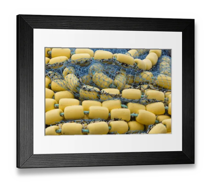 Framed Print : USA, Alaska, Hoonah. Close-up of commercial fishing net and floats Framed Print : USA, Alaska, Hoonah. Close-up of commercial fishing net and floats