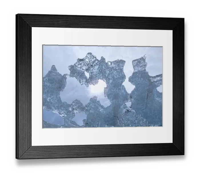Framed Print : USA, Alaska, Glacier Bay National Park. Sun shining through ice of McBride Glacier